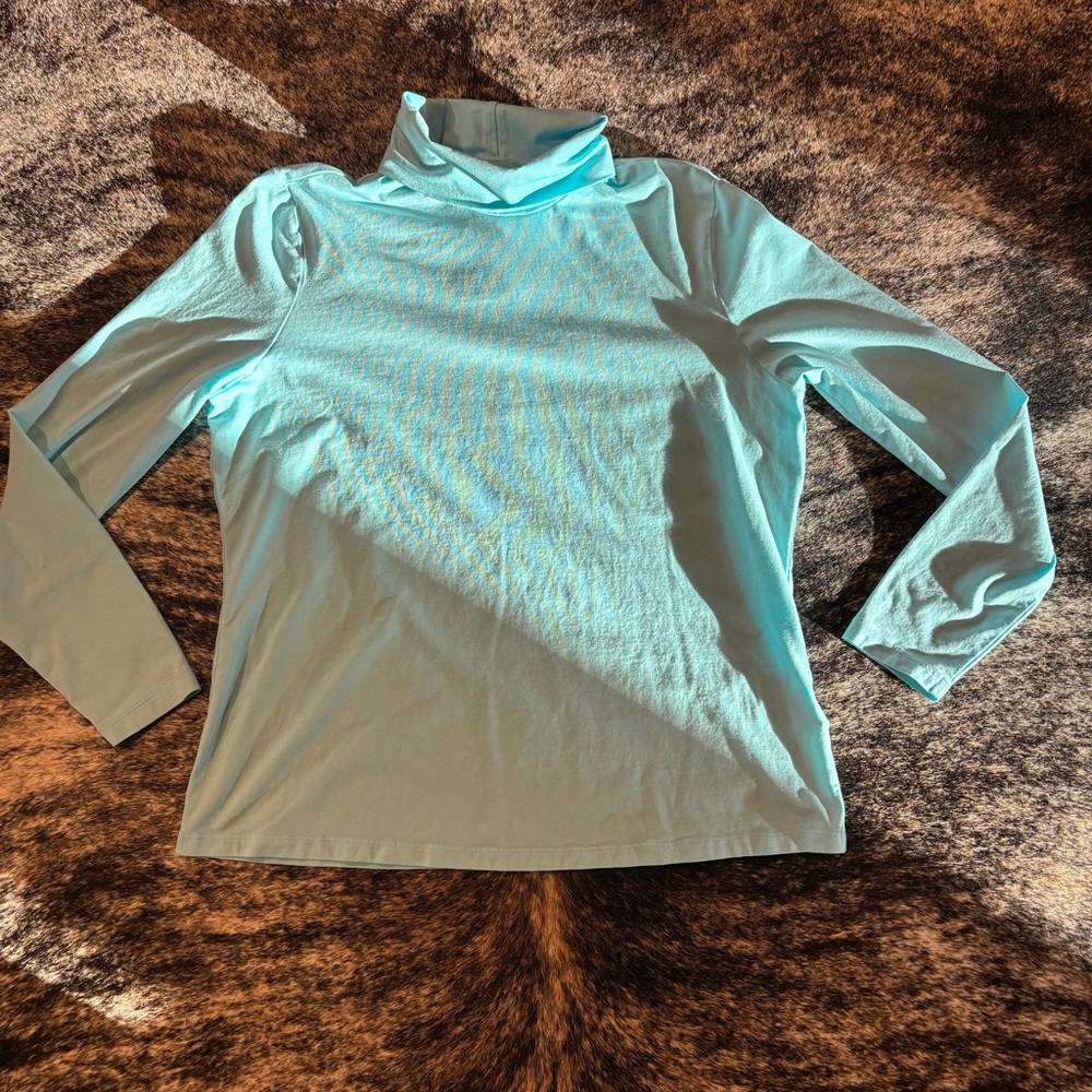 Lands End Light Blue Turtle Neck / Mock Neck, Size Large Petite